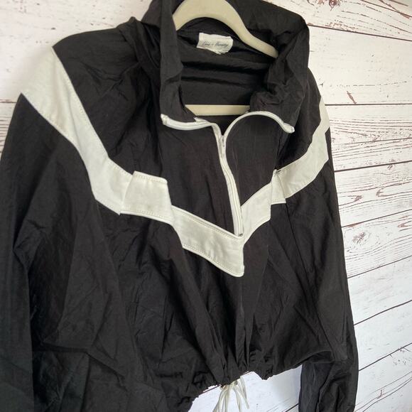 Love & Harmony S Black Half Zip Hooded Cropped Wind Breaker Jacket - Picture 4 of 7